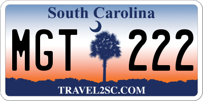SC license plate MGT222