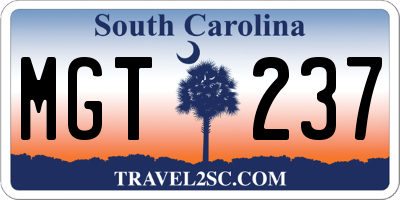 SC license plate MGT237