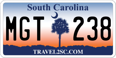 SC license plate MGT238