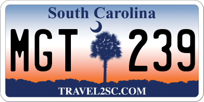 SC license plate MGT239