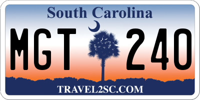 SC license plate MGT240