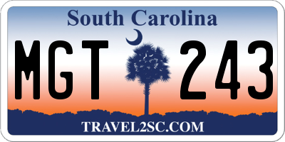 SC license plate MGT243