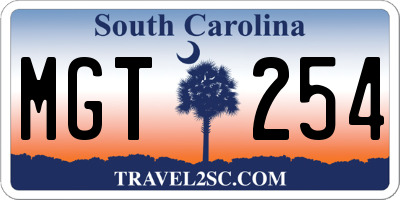 SC license plate MGT254
