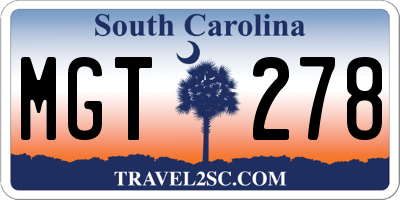 SC license plate MGT278
