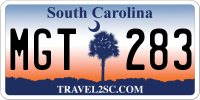 SC license plate MGT283