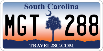 SC license plate MGT288