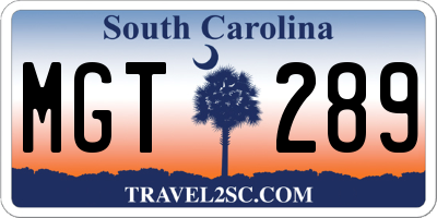 SC license plate MGT289