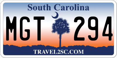 SC license plate MGT294