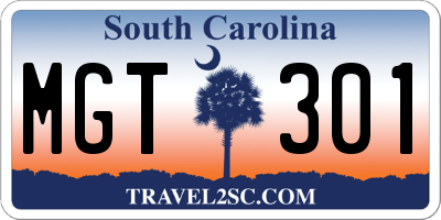 SC license plate MGT301