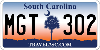 SC license plate MGT302