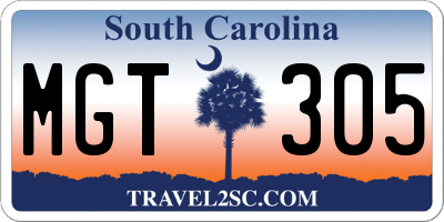 SC license plate MGT305
