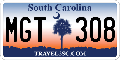 SC license plate MGT308