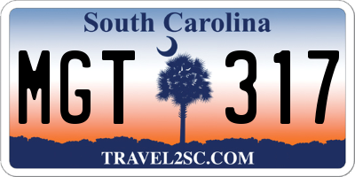 SC license plate MGT317