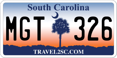 SC license plate MGT326