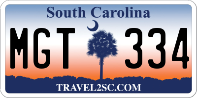 SC license plate MGT334