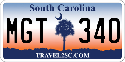 SC license plate MGT340