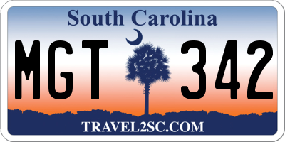 SC license plate MGT342
