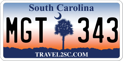 SC license plate MGT343
