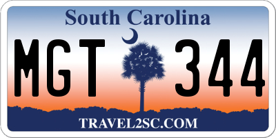SC license plate MGT344