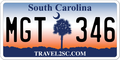 SC license plate MGT346