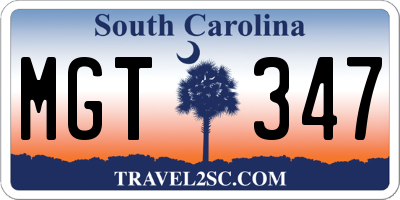 SC license plate MGT347