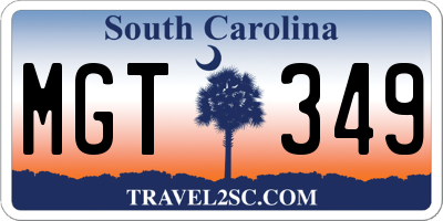 SC license plate MGT349