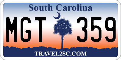 SC license plate MGT359