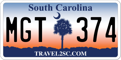 SC license plate MGT374