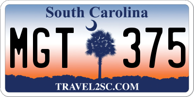 SC license plate MGT375