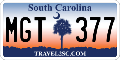 SC license plate MGT377