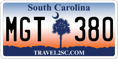 SC license plate MGT380
