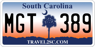 SC license plate MGT389