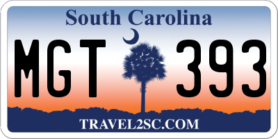 SC license plate MGT393