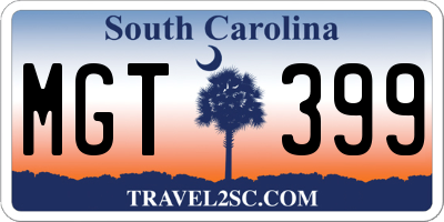 SC license plate MGT399
