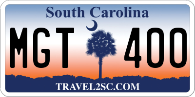 SC license plate MGT400