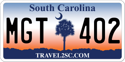SC license plate MGT402
