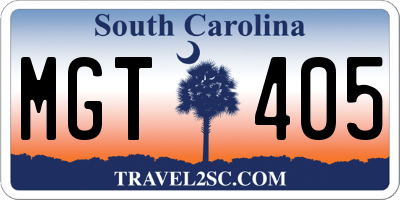 SC license plate MGT405
