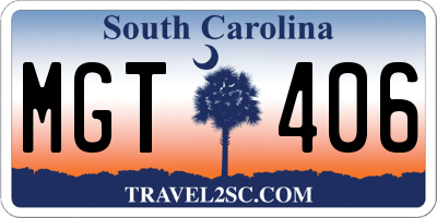 SC license plate MGT406