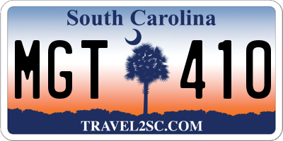 SC license plate MGT410