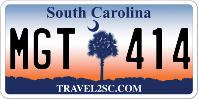 SC license plate MGT414