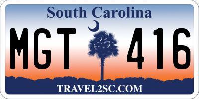SC license plate MGT416