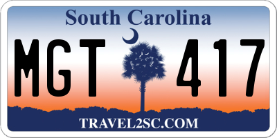 SC license plate MGT417