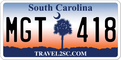 SC license plate MGT418
