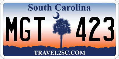 SC license plate MGT423