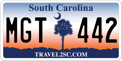 SC license plate MGT442