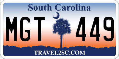 SC license plate MGT449