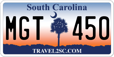 SC license plate MGT450
