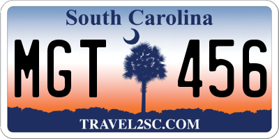 SC license plate MGT456
