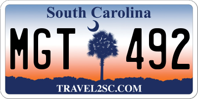 SC license plate MGT492