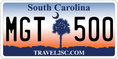 SC license plate MGT500